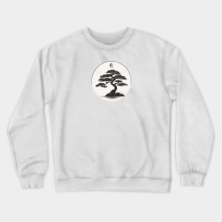 Vintage Asian-Inspired Bonsai Tree Design Crewneck Sweatshirt